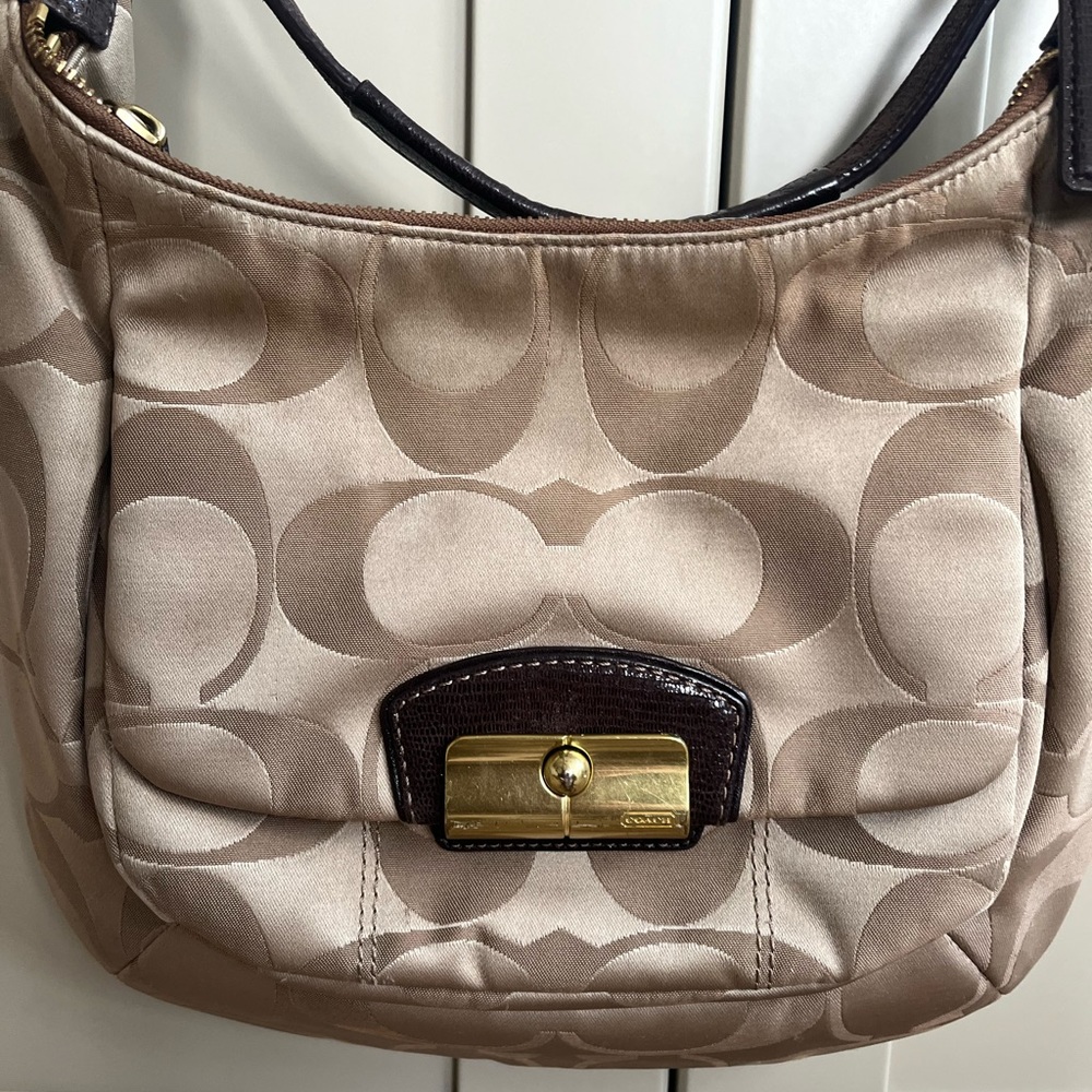 Authentic Coach Kristin Op Art Sateen 2 Way Hobo Bag